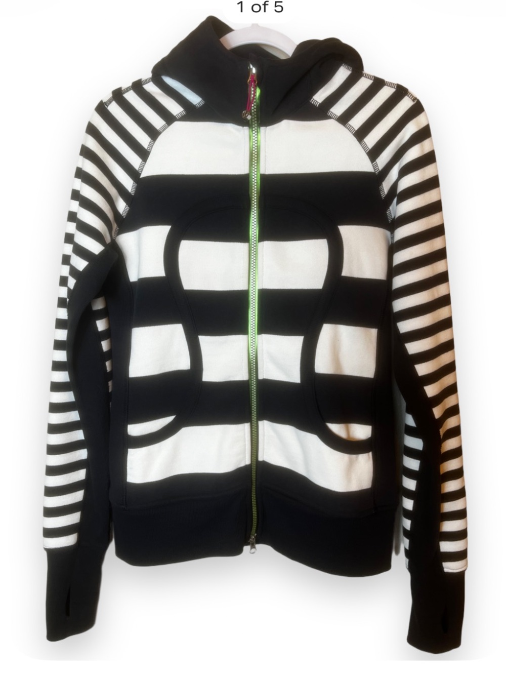 Lululemon Seawheeze Scuba Exclusive 2015 Black White Stripe VEUC Run Event Sz 8